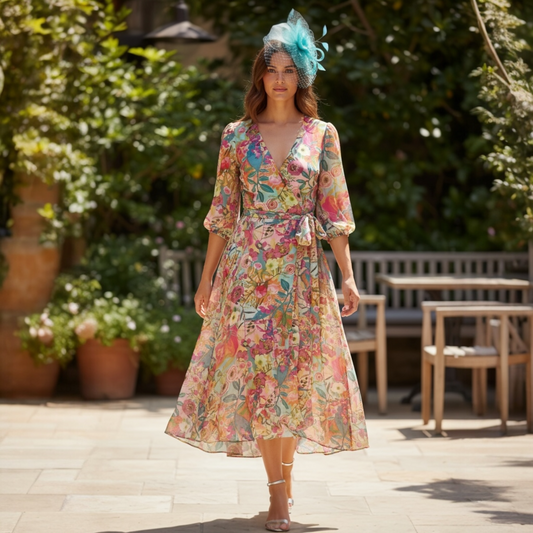 Calypso Romantic Sheer Wrap Dress