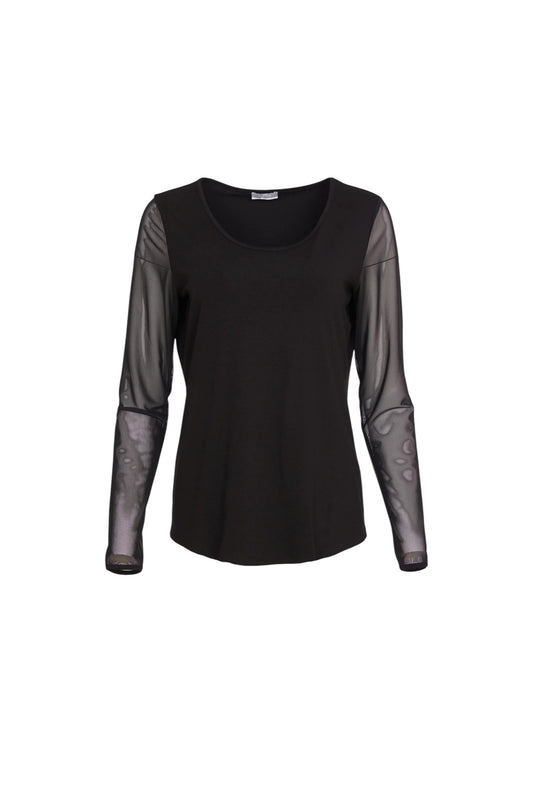 Naya Mesh Sleeve Top Black