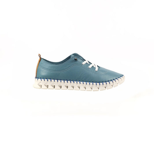 Lunar St Austell Light Blue Leather Plimsoll