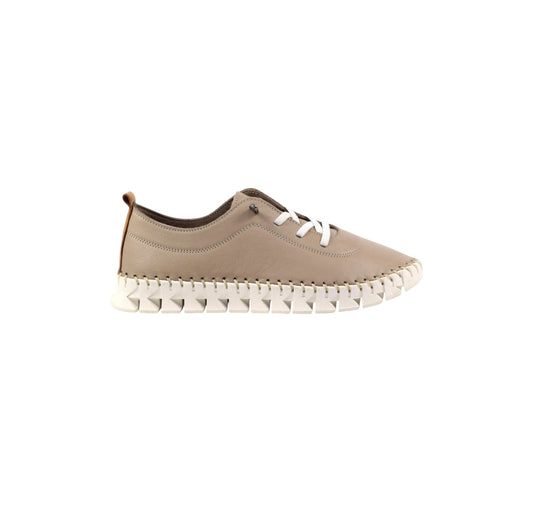 Lunar St Austell Taupe Leather Plimsoll