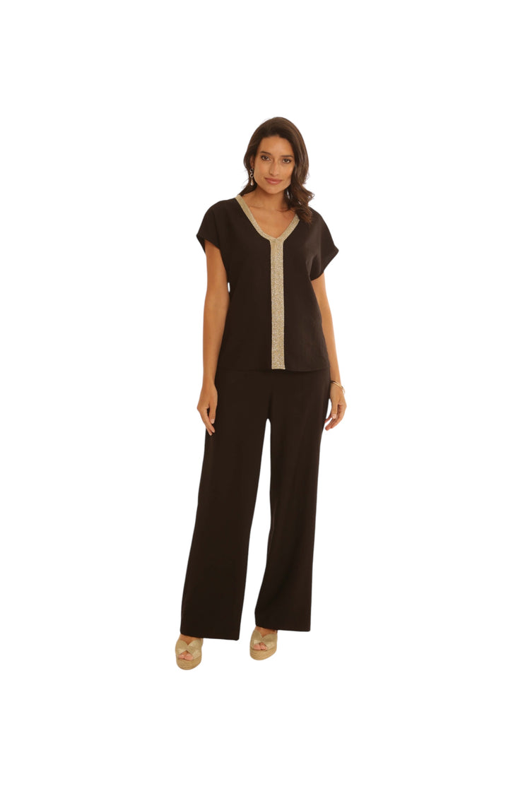 Pomodoro Lurex Trim Solid Top Black