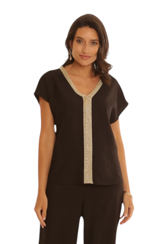 Pomodoro Lurex Trim Solid Top Black