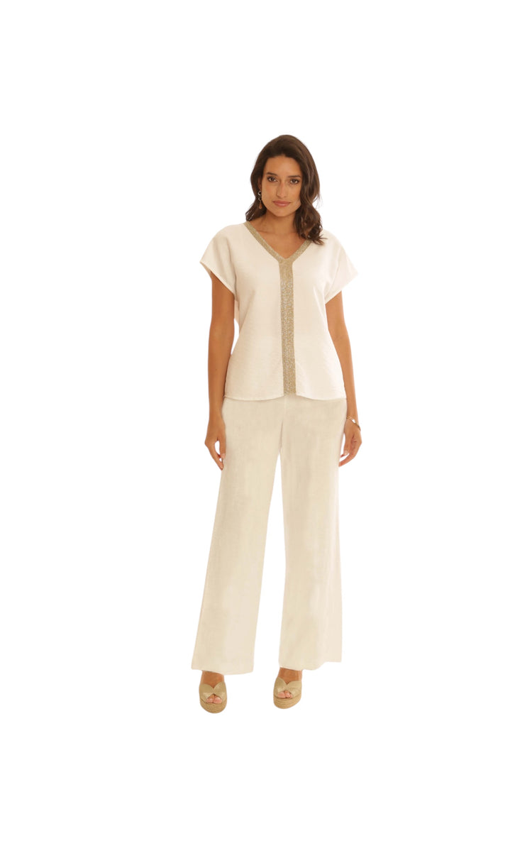 Pomodoro Lurex Trim Solid Top Cream