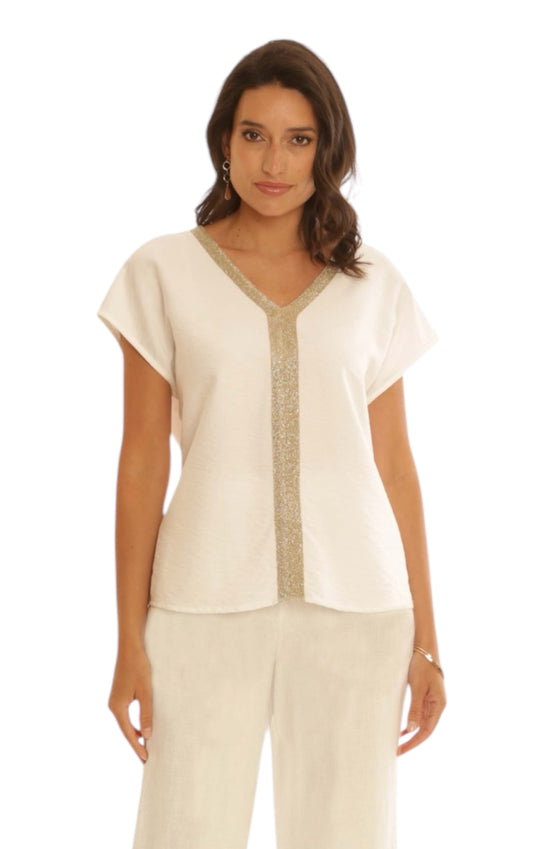 Pomodoro Lurex Trim Solid Top Cream