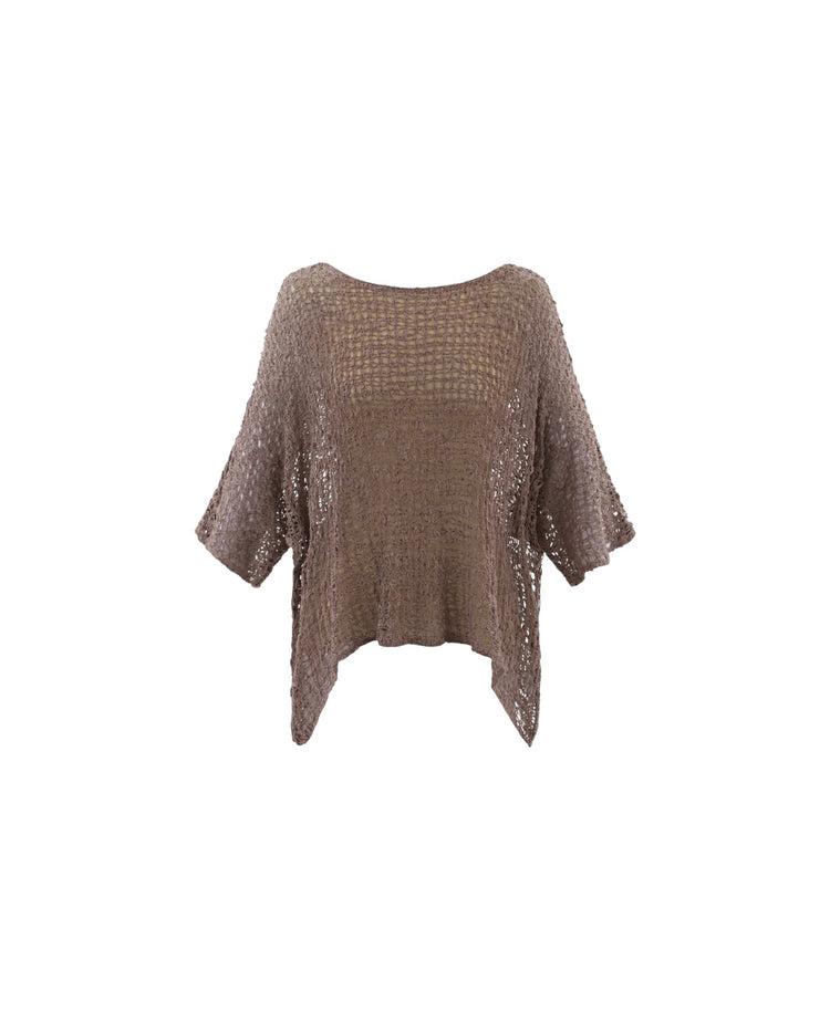 Marble Open Weave Top Taupe