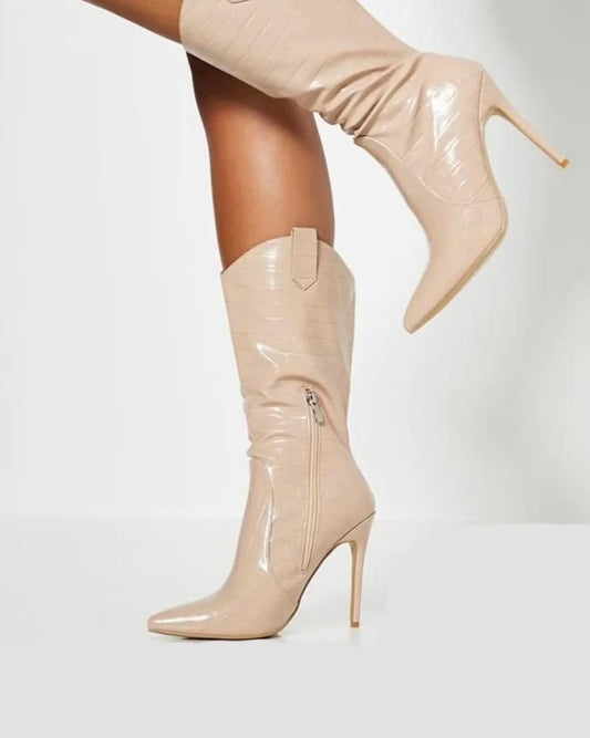 No Doubt Croc Boots - Nude