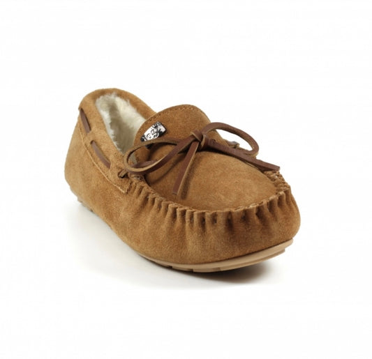 Lazy Dogz Portree Moccasin Slippers Tan