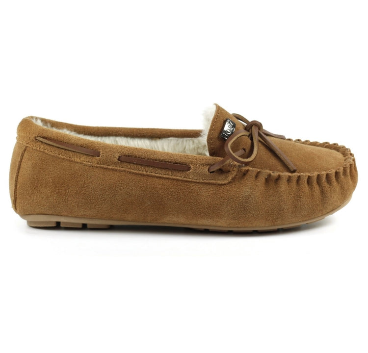 Lazy Dogz Portree Moccasin Slippers Tan