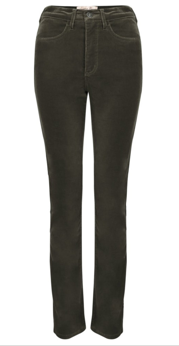 Amazing Olive Velvet Straight Leg