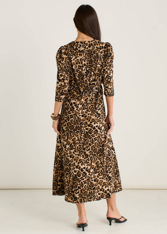 Gini London Animal Print Satin Shift Midi Dress