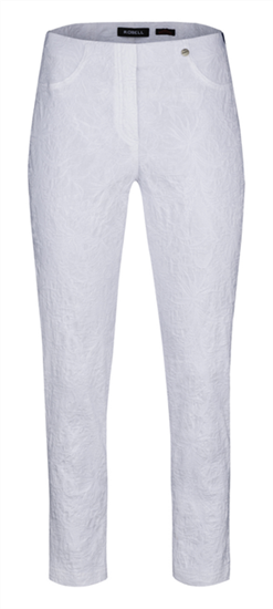 Robell 51560-54401 Bella 09 Jacquard Trousers WHITE