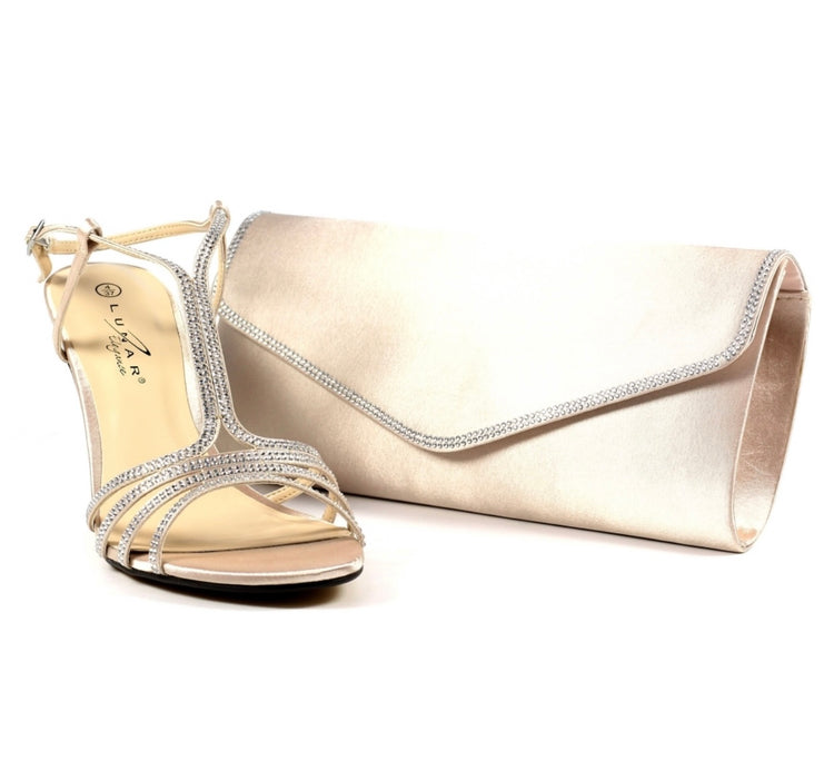 Janelle Nude Satin Bag