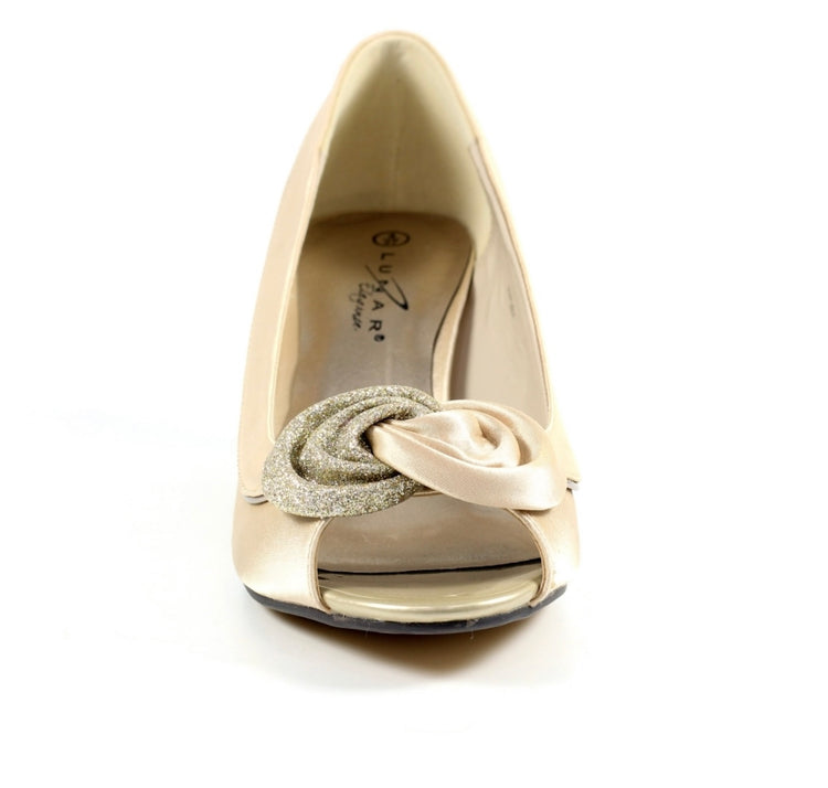 Ripley Satin Peep Toe Champagne
