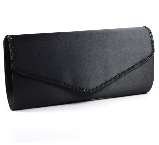 Janelle Black Satin Bag