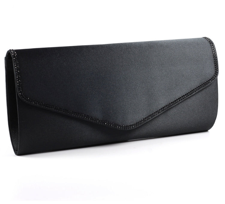 Janelle Black Satin Bag