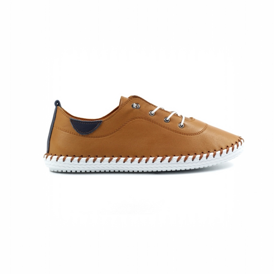 Lunar St Ives FLE030 Tan Leather Plimsoll