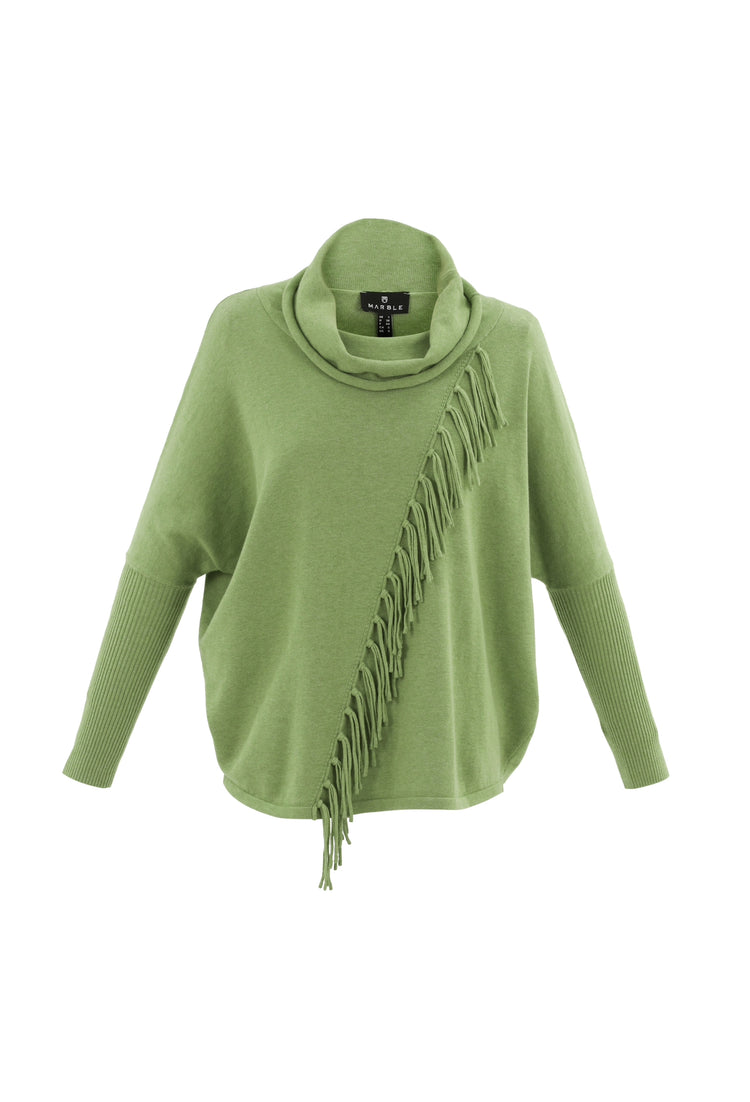 Marble 6373-221 Fringe Sweater Chartreuse