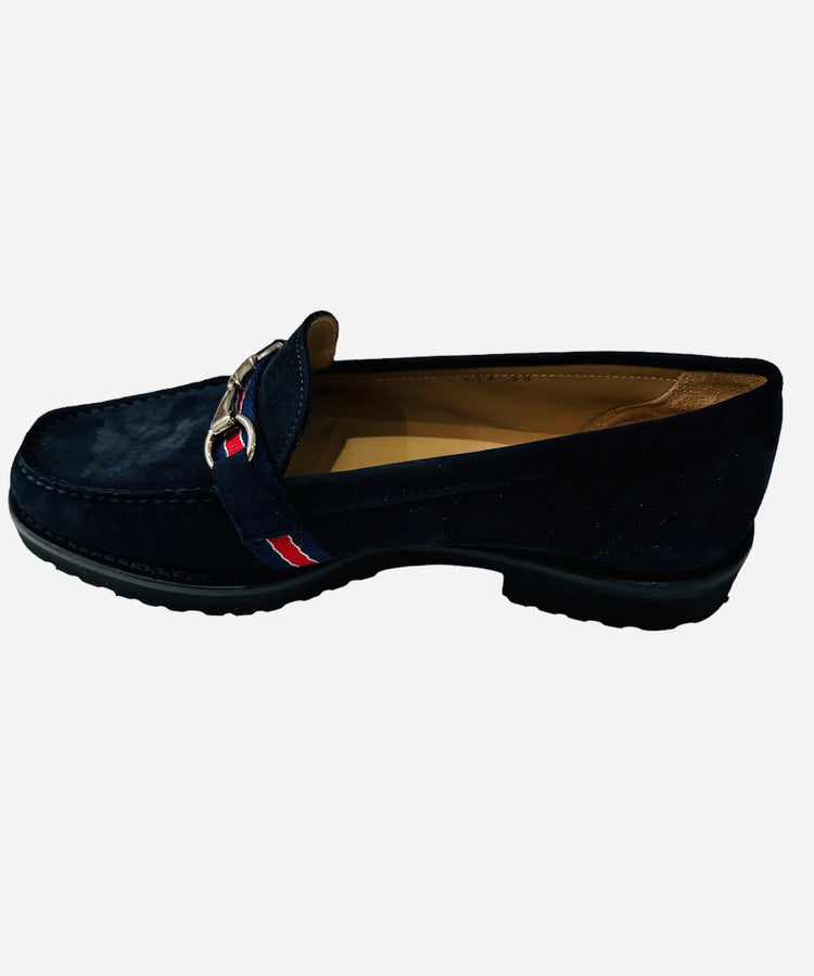 HB Buckle Moccasin Navy Suede 1064