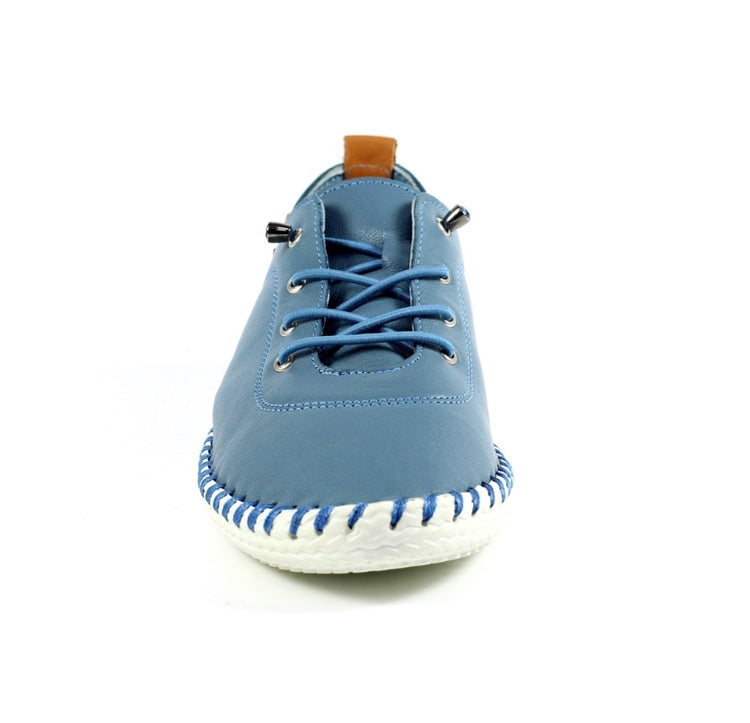 Lunar St Ives FLE030 Mid Blue Leather Plimsoll
