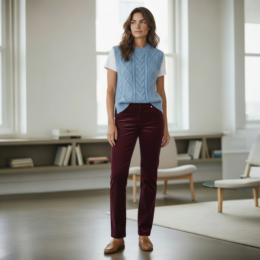 Robell Bella Needlecord Trousers Mulberry