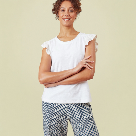 Adini Frankie Frill Slub Vest (colour options)