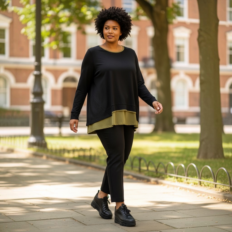 Naya Top NAW26149 Avocado & Black