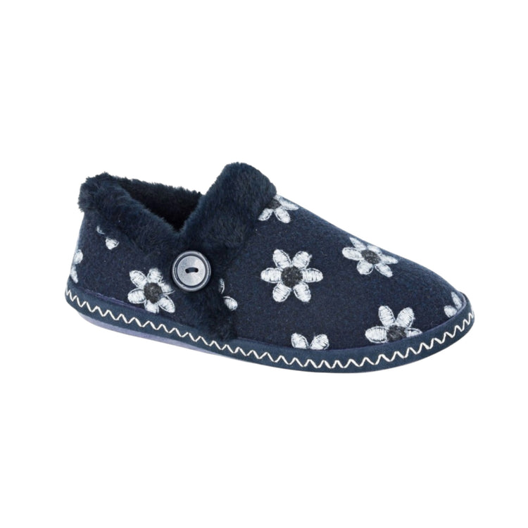 Daisy Slippers Navy
