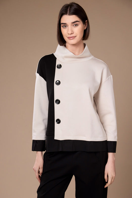 Peruzzi Two Tone Button Top W26198