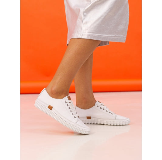Lazy Dogz Truffle II White Leather Plimsoll