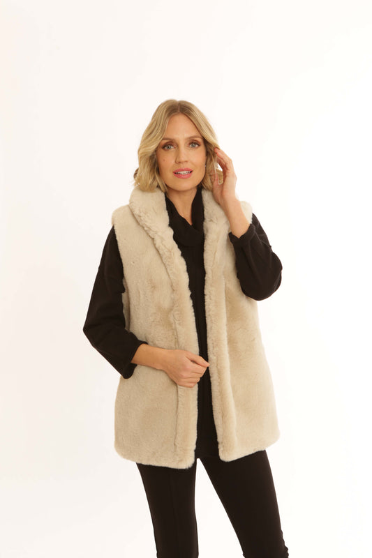 Pomodoro 32459 Faux Fur Gilet Stone