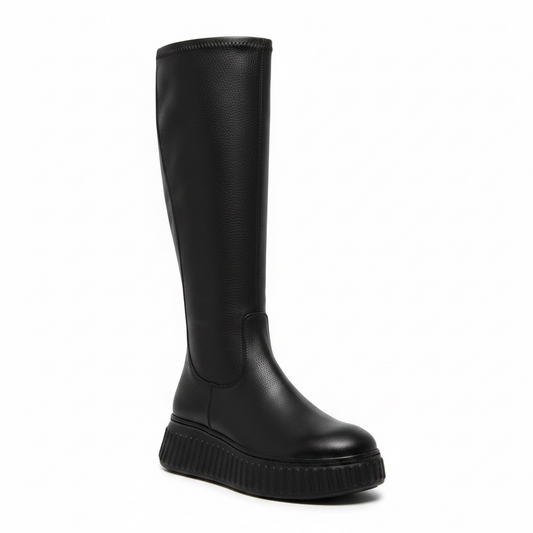 Wonders Knee High Wedge Boots A5204 Black
