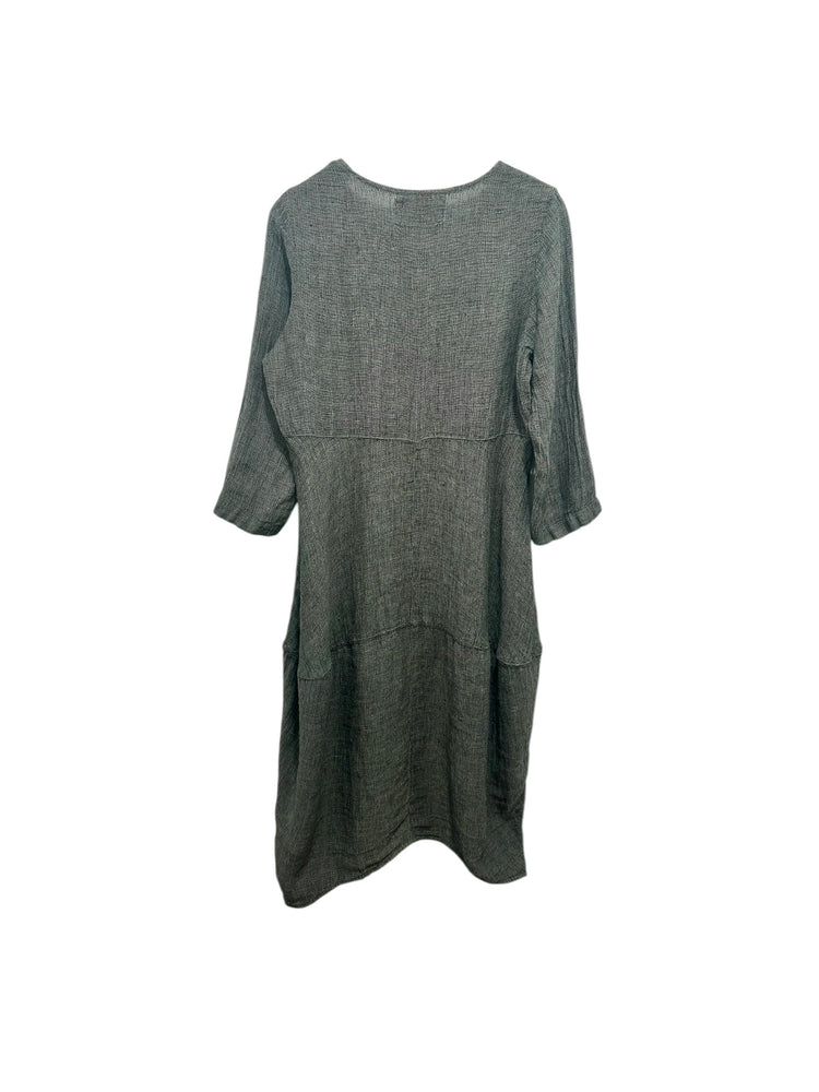 Grizas Tweed Linen Dress Laurel Green