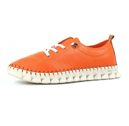 Lunar St Austell Orange Leather Plimsoll