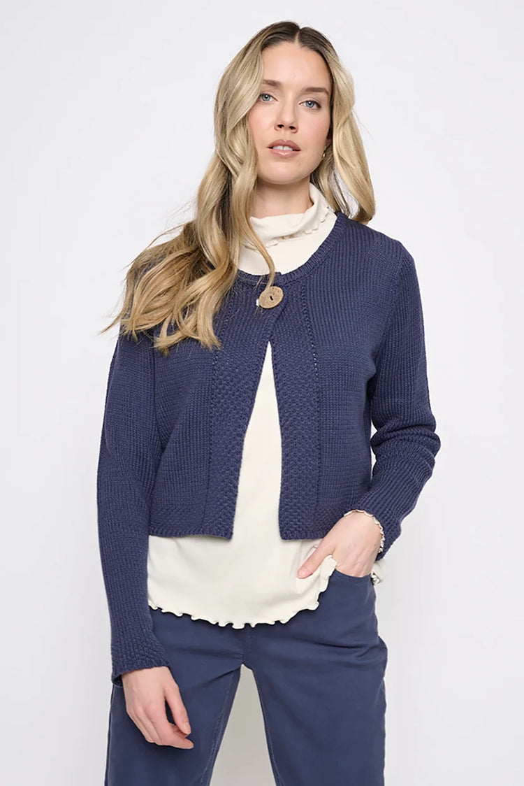 Piccadilly Button Cardigan Deep Denim ZE424