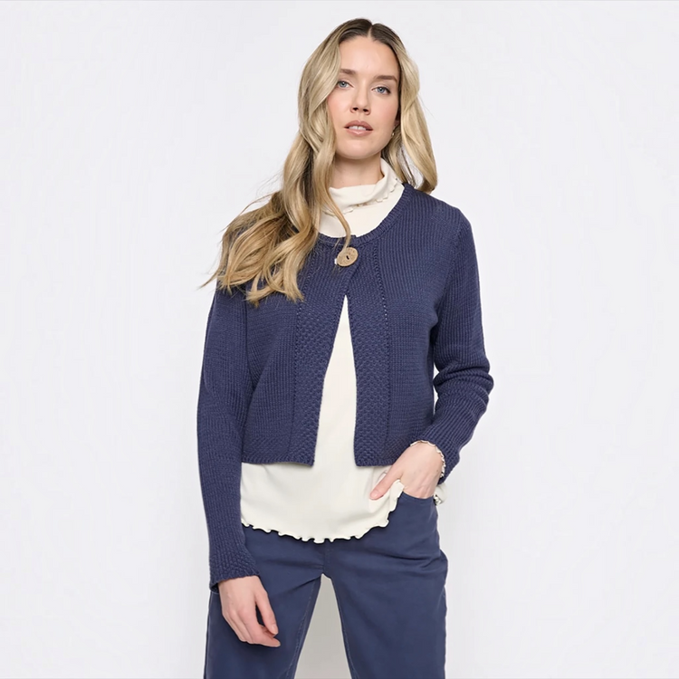 Piccadilly Button Cardigan Deep Denim ZE424