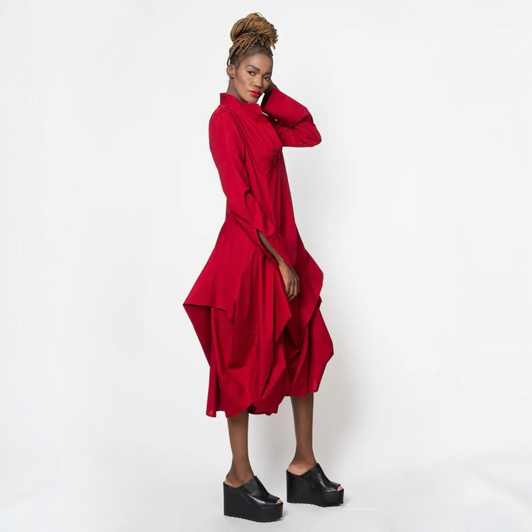 Metamorphoza Asymmetric Collar Dress