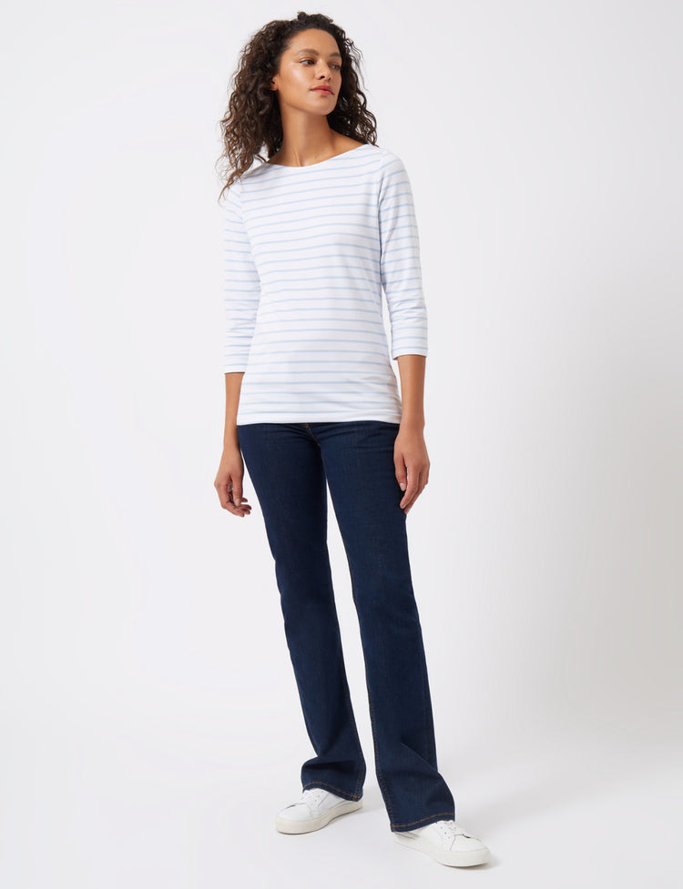 Great Plains Essential Boat Neck Tee White/Blue Stripe