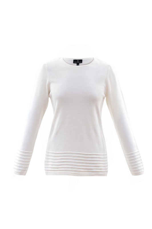 Marble 6377-104 Ribbed Hem Sweater Ivory