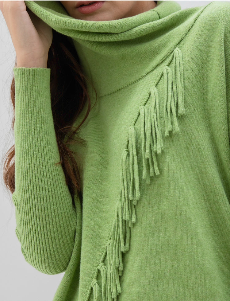 Marble 6373-221 Fringe Sweater Chartreuse