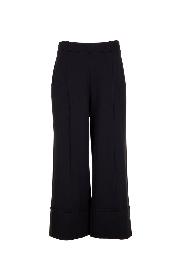 Peruzzi W25144 Wide Leg Cropped Trousers Black