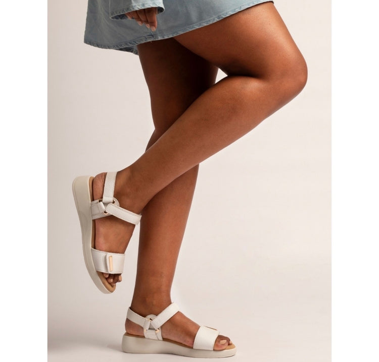 Lunar Lark White Leather Wedge Sandal