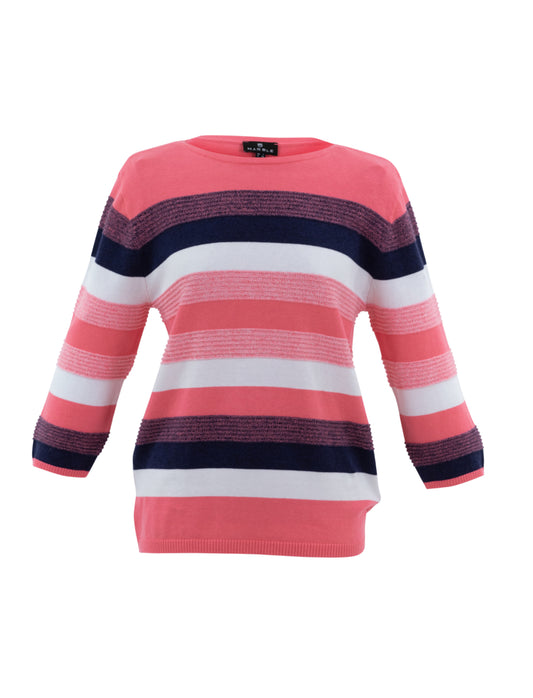 Marble 7460-135 Sweater Coral Stripe