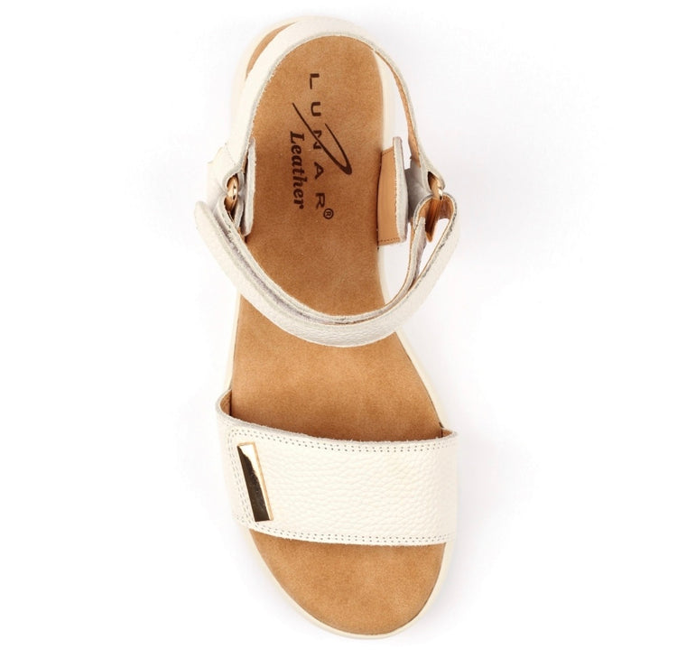 Lunar Lark White Leather Wedge Sandal