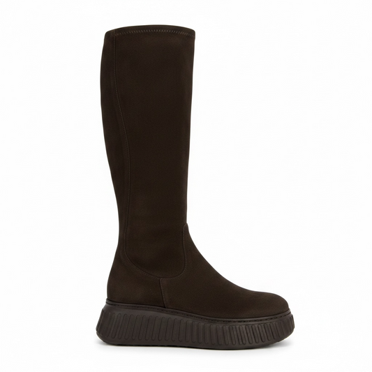 Wonders Knee High Wedge Boots A5204 Cocoa