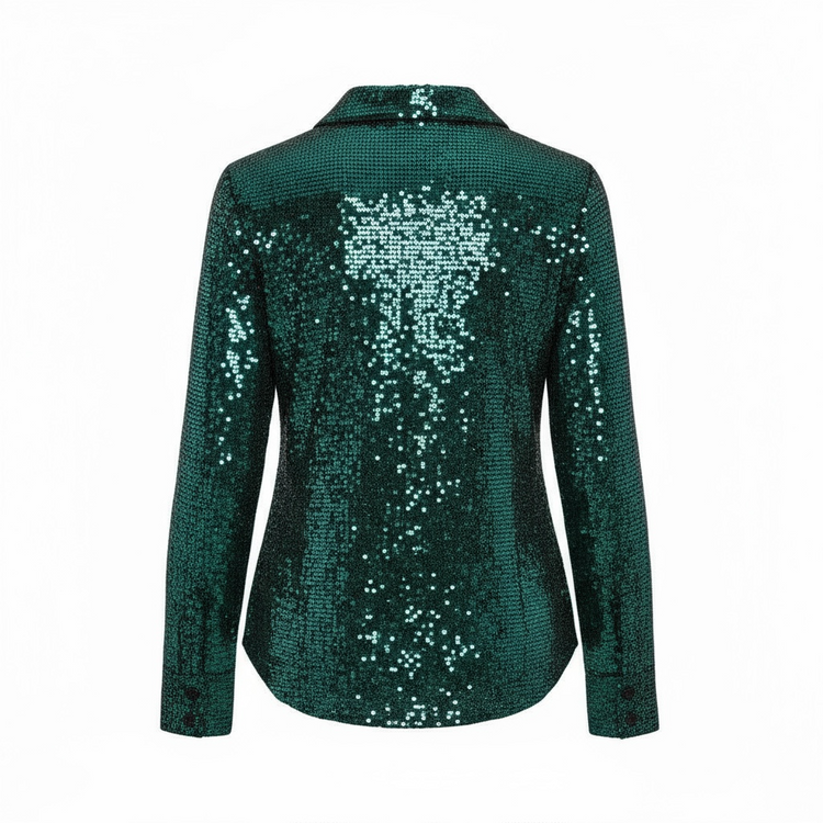 Pomodoro Stretch Sequin Shirt Peacock