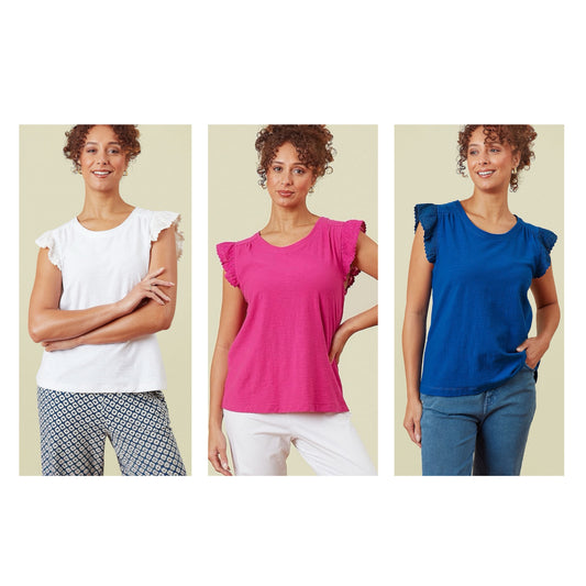 Adini Frankie Frill Slub Vest (colour options)