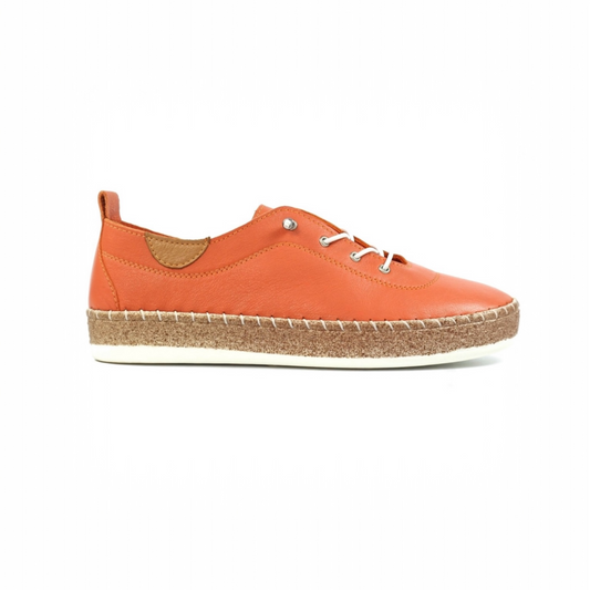 Evie Orange Leather Plimsole