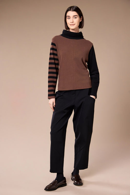 Peruzzi Colour Block Stripe Fleece Top