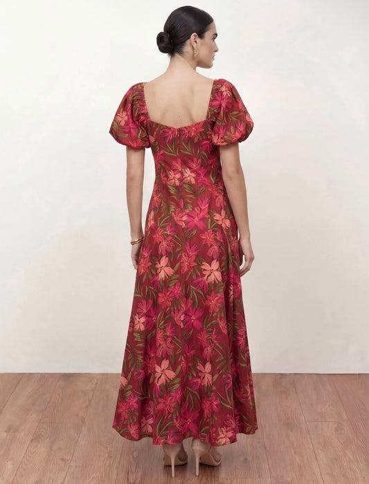 Anaya Print Puff Sleeve Ruched Dress