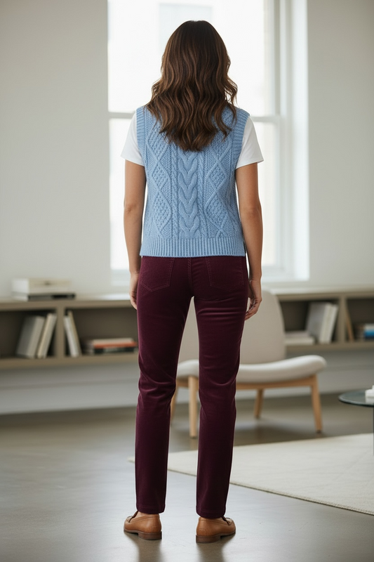 Robell Bella Needlecord Trousers Mulberry